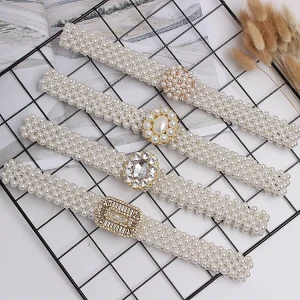 Ceintures de taille en perles pour femmes, mode de luxe élégante, chaîne de perles élastique, ceinture décorative pour filles, robe, sangle en cristal