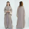 abaya abaya – caftan de dubaï pour femmes musulmanes, ensemble 2 pièces, robe turquie, vêtements islamiques, kaftan kebaya, kimono jalabiya