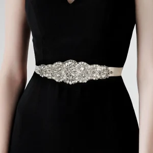 Mode ruban ceinture de mariée argent longue ceinture de mariage Style coréen strass ceintures de mariée femmes