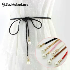 Ceinture fine à nœud bohème pour femmes, Vintage, élégante, élastique, tressée, perles, robe de bord de mer, corde de taille décorative, été Ceinture fine à nœud bohème pour femmes, Vintage, élégante, élastique, tressée, perles, robe de bord de mer, corde de taille décorative, été