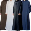 Chemise longue à capuche simple de style arabe pour hommes |   Thobe musulman