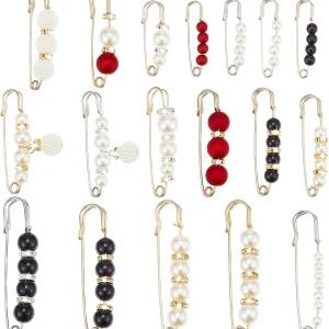 Broche de Perles Artificielles Élégantes pour Femme, Épingles de Sûreté Décoratives, Clips de Châle pour Vêtements, Cardigan, 18 Pièces