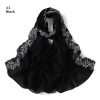 hijab en mousseline de soie à bulles florales brodées unies, châles à points en dentelle pour ramadan, foulard de protection solaire pour femmes, coupe vent pour l'extérieur
