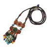 collier pendentif en pierre naturelle de style bohème, bijou créatif en métal tibétain et argenté, idéal comme cadeau