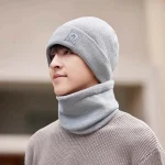 Chapeau à oreillettes élastique, casquette et écharpe, costume, couleur unie, Style coréen, écharpe compacte, dôme, tendance, pull d&rsquo;hiver pour femmes