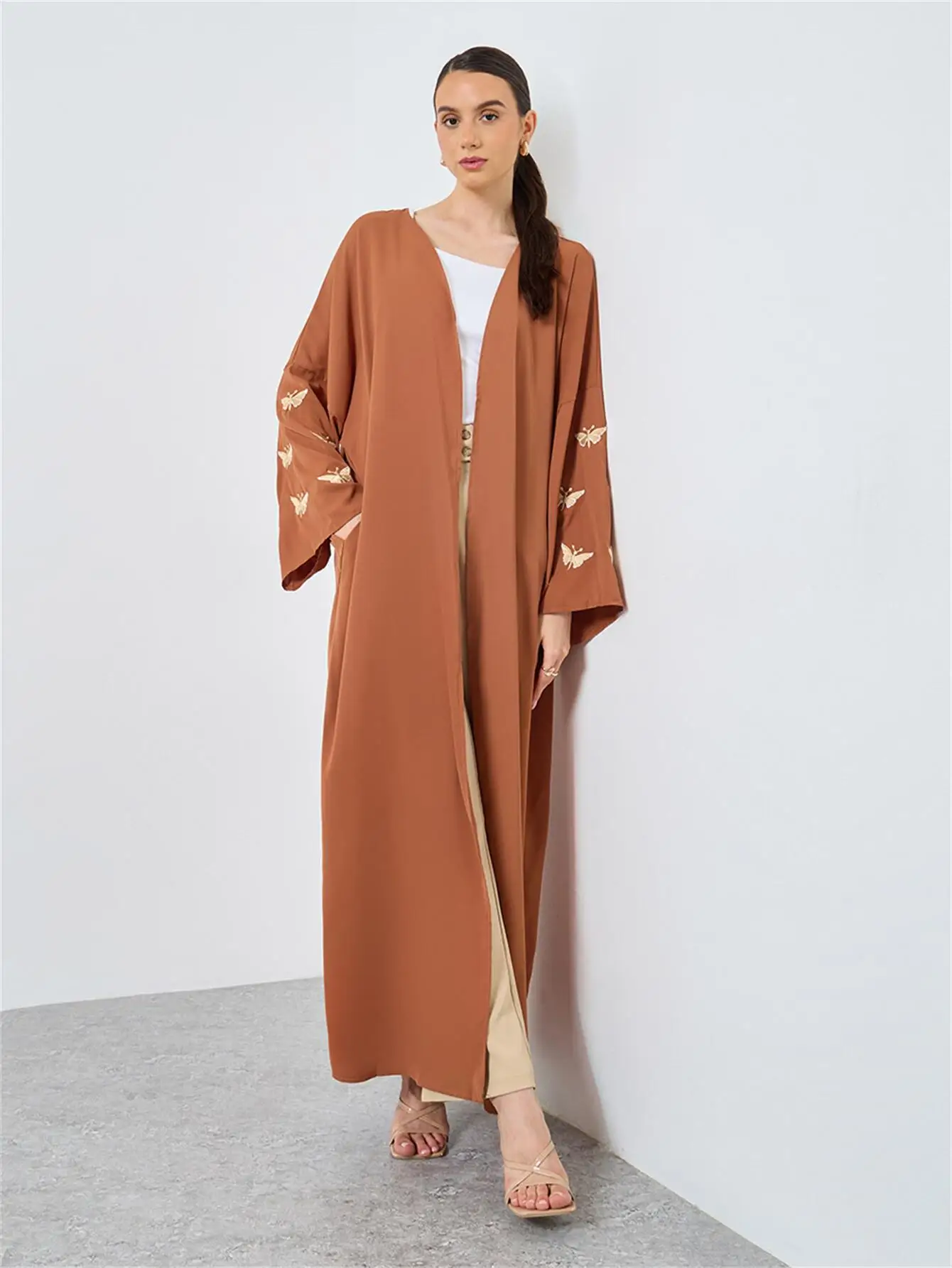 moyen orient élégant abaya femmes musulmanes à manches longues broderie ample abayas islamique maxi robes caftans arabes jilbabs