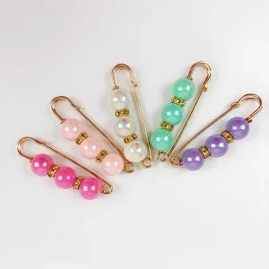 Épingles de sûreté pour Kilt en métal doré, 5.8cm, avec perles AB comme outil de collecte de taille, épingles de sûreté pour bijoux, Clips pour Hijab, 10 pièces Épingles de sûreté pour Kilt en métal doré, 5.8cm, avec perles AB comme outil de collecte de taille, épingles de sûreté pour bijoux, Clips pour Hijab, 10 pièces