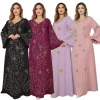robe longue abaya pour femmes, avec strass, estampage à chaud, jupe longue élégante et ample pour les déplacements