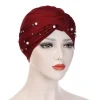 casquettes hijab musulmanes pour femmes, écharpe de sauna perlée, bonnet à tête ronde, chapeau turban, vêtements de mode, document solide, ramadan