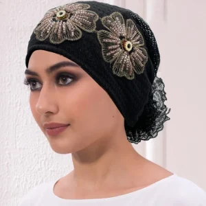 Musulman sous écharpe chapeau Cancer chimio chapeaux Turbante mujer broderie Turban casquette pour femmes été respirant bandeau Bonnet
