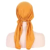 turban hijab nikmusulman pour femme, Écharpe de sauna à longue queue pré attachée, ronde, bonnet de chimio, bonnet, foulard de tête, vêtements de sauna commandés