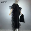 winyi couleur unie plissée élastique robe mince vêtements de plage caftan abaya dubaï robe de soirée de luxe robe de soirée abaya femme musulmane