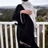 ramadan musulman abaya nida robe noire avec chaîne de cristal ensembles islamiques élégants dubaï longue femme robes de soirée caftan marocain
