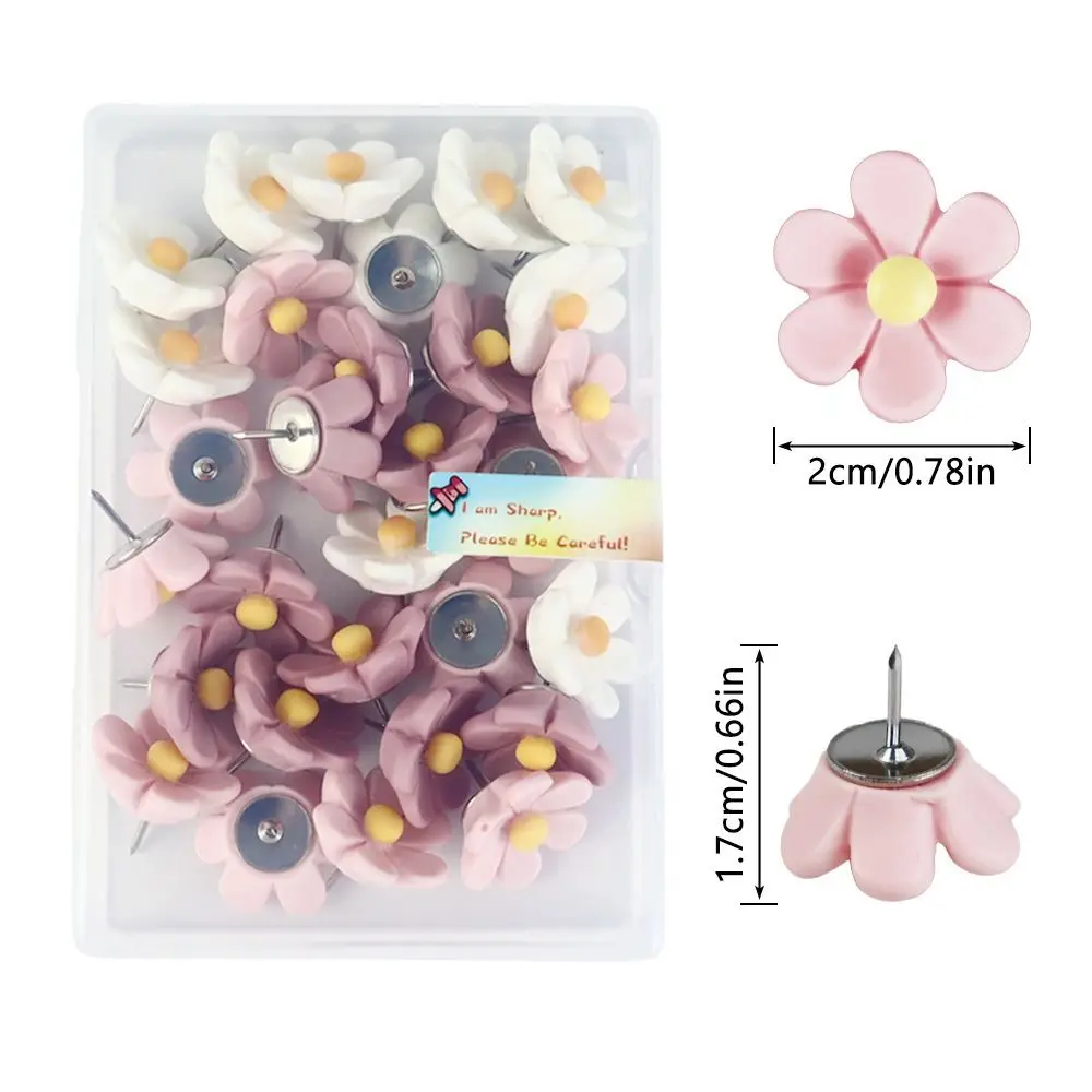 20/30/50 pièces en boîte créative Six pétales fleur punaises bricolage Photo décoration murale conseil punaise mignon 3D coloré punaises bureau