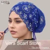 Casquette intérieure de luxe avec strass perles dentelle musulmane Hijab sous-embouts sous-écharpe Bonnet femme foulard Turban Mujer bandeau