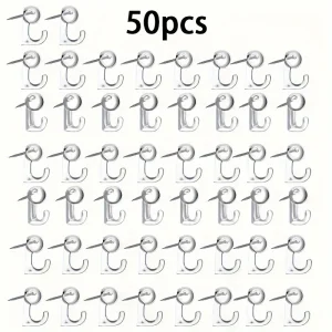 Crochet de punaise décoratif avec tête en plastique pour tableaux en liège, idéal pour les murs photo, les tableaux d&rsquo;affichage et le bureau à domicile, 50 pièces