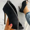 2025 sandales chaussures noires pour femmes grande taille talons d'été bout ouvert nouveau beige grande mode sexy velours filles fermé confort peep