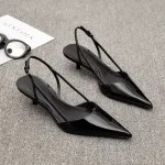Femmes noires bout pointu talons chaussures sandales 2025 robe fête mode été pantoufles nouveau marche tongs pompes diapositives
