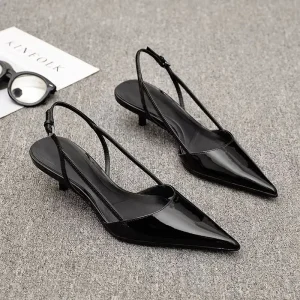Femmes noires bout pointu talons chaussures sandales 2025 robe fête mode été pantoufles nouveau marche tongs pompes diapositives