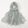 Écharpe hijab en coton viscose doux pour femme musulmane, bandeau de sauna, châles respirants d'Été pour femmes, Écharpes solides, sulfenveloppes de documents