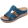 sandales compensées orthopédiques 4wd ouvertes pour femmes, chaussures rétro vintage, cuir anti ald, plateforme décontractée, premium, été, 2024