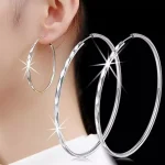 Les boucles d&rsquo;oreilles à grande bague de luxe en argent sterling 925 exquises sont des cadeaux de bijoux de créateurs originaux pour les fêtes de charme des femmes et w