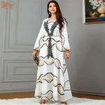 Abaya-Robe de Soirée Longue Brodée pour Femme, Jalabiya, Ramadan, Maroc, Dubaï, Kaftan, Islam, Eid, Musulman, Arabe, Éducatif, 2024