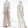 eid sequins abaya dubai kimono open kaftan robe musulmane pour femmes, robe arabe cardigan, ramadan islam vêtements, robe de soirée kebaya caftan