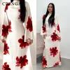 arabesque cloche manches fluide maxi abaya robe élégante imprimé fleuri musulman modeste robe longue islamique vacances tenue robe d'été