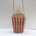 Pochettes en cristal pour femmes, popcorn élégant, sac à main de fête, sacs de soirée rouges, pocommuniste de jour de patients de mariage
