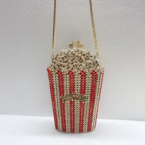 Pochettes en cristal pour femmes, popcorn élégant, sac à main de fête, sacs de soirée rouges, pocommuniste de jour de patients de mariage