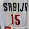 2025 srbija 15 jokic blanc bleu marine maillot séchage rapide respirant couture broderie tenue de ville maillots de basket ball
