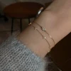 bracelet en argent sterling 925 plaqué or 14 carats, zircon géométrique exquis pour femmes, bijoux de tempérament à la mode
