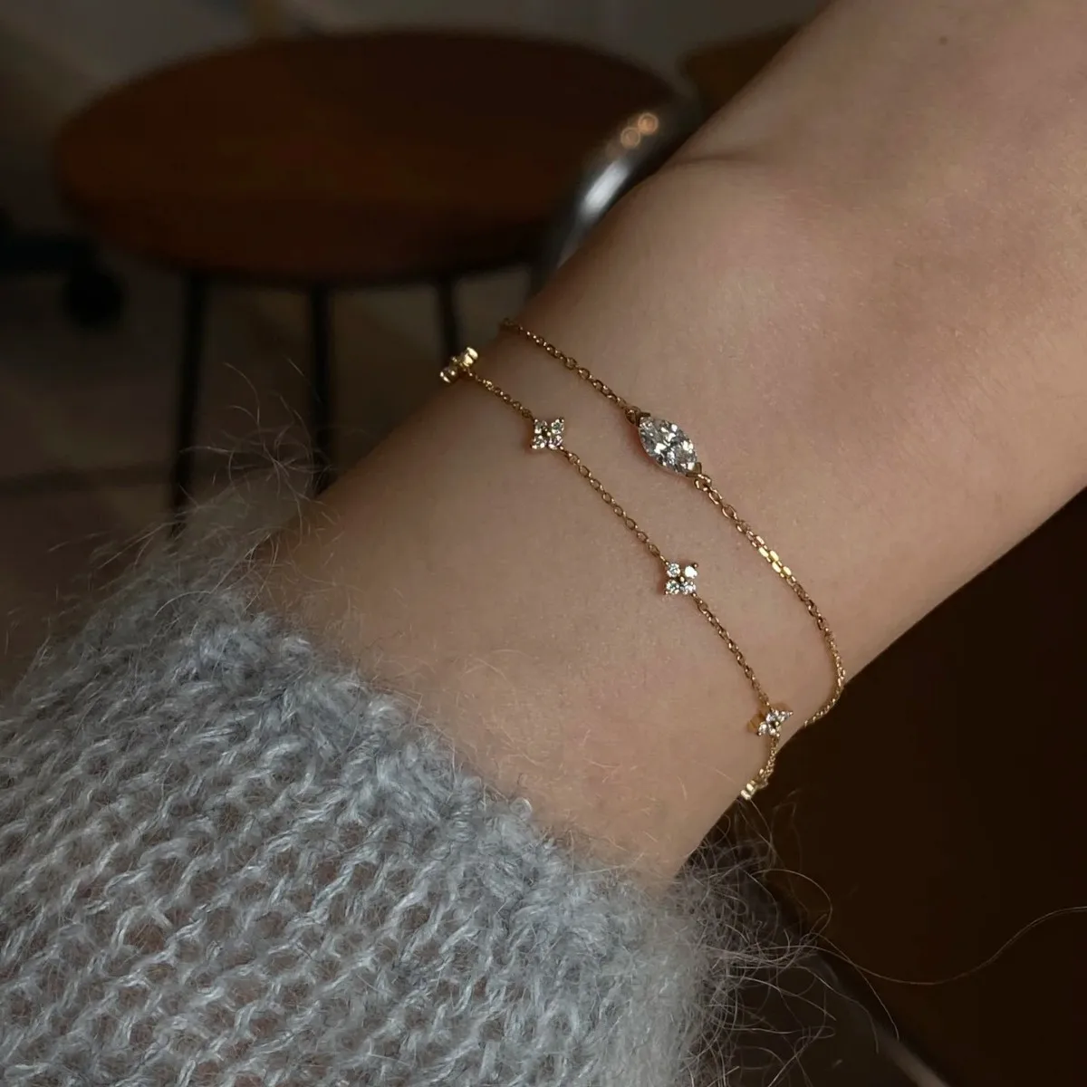 bracelet en argent sterling 925 plaqué or 14 carats, zircon géométrique exquis pour femmes, bijoux de tempérament à la mode