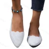 chaussures plates d'été à bout pointu pour femmes, chaussures décontractées respirantes, légères, confortables, à semelle souple, tissées à la mouche, grande taille, 2025