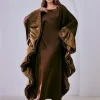 Abaya marron foncé pour femmes musulmanes, avec manches à volants brillantes, pour la mode modeste islamique, prières, mariages, événements religieux, nouvelle collection