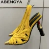 mode étrange talons hauts sandales femmes métal bout pointu daim slingbacks pompes été sexy fête mariage mariées chaussures femme