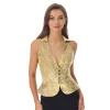 paillettes gilet femmes mode gilets sans manches discothèque bling gilets habillés hauts rave festival de musique fête brillant cosutme