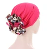 bonnets turban en satin imprimé léopard pour femmes, foulard musulman, couvre chef islamique, accessoires pour cheveux