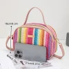 sac tissé en paille coloré pour femmes, sac à main polyvalent de plage d'été, sac à bandoulière pour femmes