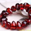 bracelet en ambre rouge pour femmes et hommes, perles d'ambre de sang naturel baltique, élastique, triangle, accessoires bijoux
