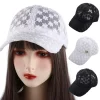 respirant réglable hip hop femmes en plein air filles maille chapeau visières casquette dentelle fleur casquette de baseball