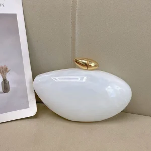 Pochette en acrylique marbré œuf d&rsquo;oie unique, sac à bandoulière élégant, sac de banquet de soirée à la mode