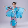 peignoir kimono japonais pour enfants asiatiques, robe yukata paon de style japonais obi vintage haori, costume de cosplay d'halloween