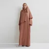 Abaya-Robe de prière musulmane pour femme, une pièce, à capuche, manches smocks, vêtements islamiques, jilbab, dubaï, saoudien, noir, modestie turque Abaya-Robe de prière musulmane pour femme, une pièce, à capuche, manches smocks, vêtements islamiques, jilbab, dubaï, saoudien, noir, modestie turque