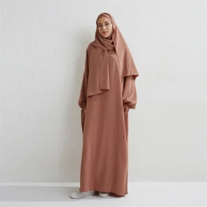 Abaya-Robe de prière musulmane pour femme, une pièce, à capuche, manches smocks, vêtements islamiques, jilbab, dubaï, saoudien, noir, modestie turque Abaya-Robe de prière musulmane pour femme, une pièce, à capuche, manches smocks, vêtements islamiques, jilbab, dubaï, saoudien, noir, modestie turque