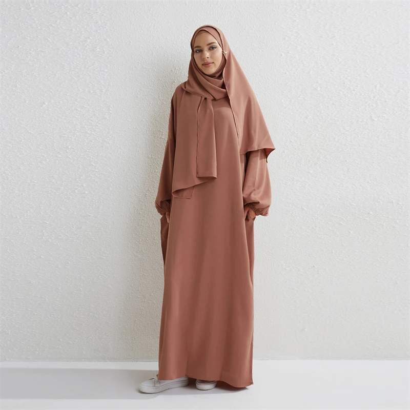 Abaya-Robe de prière musulmane pour femme, une pièce, à capuche, manches smocks, vêtements islamiques, jilbab, dubaï, saoudien, noir, modestie turque Abaya-Robe de prière musulmane pour femme, une pièce, à capuche, manches smocks, vêtements islamiques, jilbab, dubaï, saoudien, noir, modestie turque