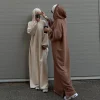 abaya à capuche dubaï luxe robe musulmane plaine abayas pour les femmes tenue de sport décontractée sweat vêtements islamiques caftan 15 couleurs