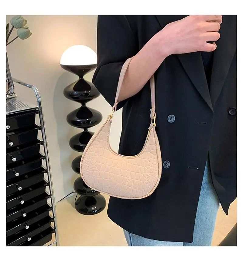 Sac à main en feutre pour femmes, sac sous-axillaire de styliste, sacs à bandoulière exquis, sac de selle en croissant pour dames, sac à aisselles avancé