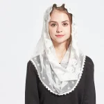 Voiles de Mantilles en Dentelle pour Femme, Châle de Messe Latine Catholique, Écharpe Couvre-chef, Voiles Musulmans IQUE ich pour Chapelles d&rsquo;Église, Mariée de Mariage